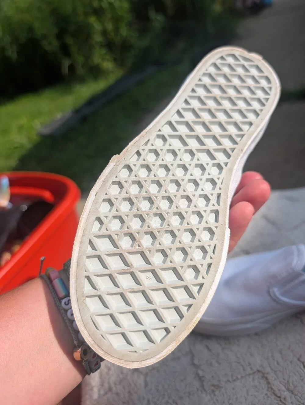 Vans Kids White Slip-On Canvas Sneakers Size 1